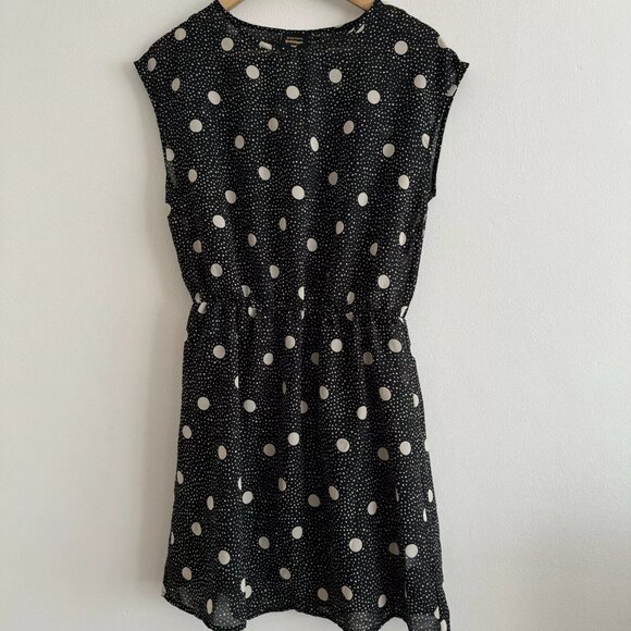 Golddigga Size 12 Black Polka Dot Lined Sleeveless Skater Dress - Picture 1 of 7